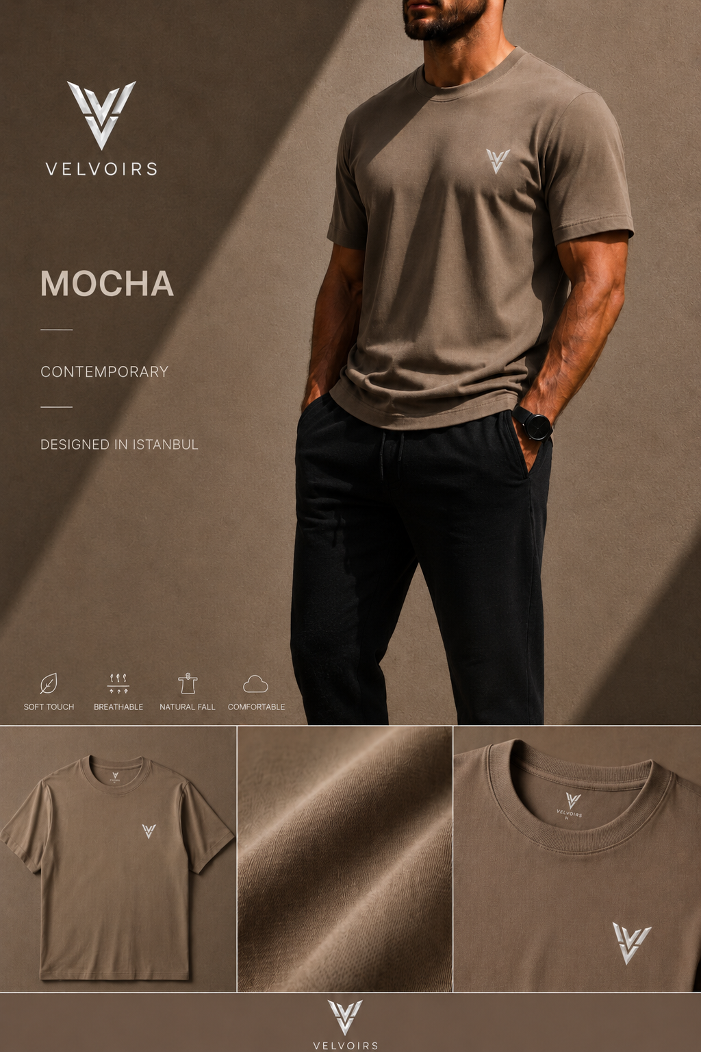 VELVOIRS t-shirt in Mocha