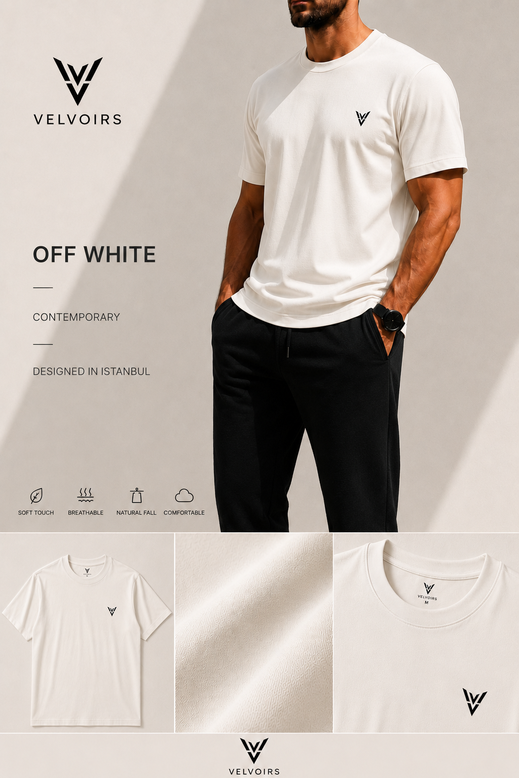 VELVOIRS t-shirt in Off White